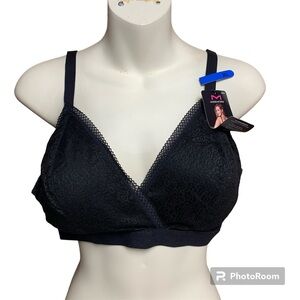 Maidenform black pullover bra adjustable straps removable cups XL NWT